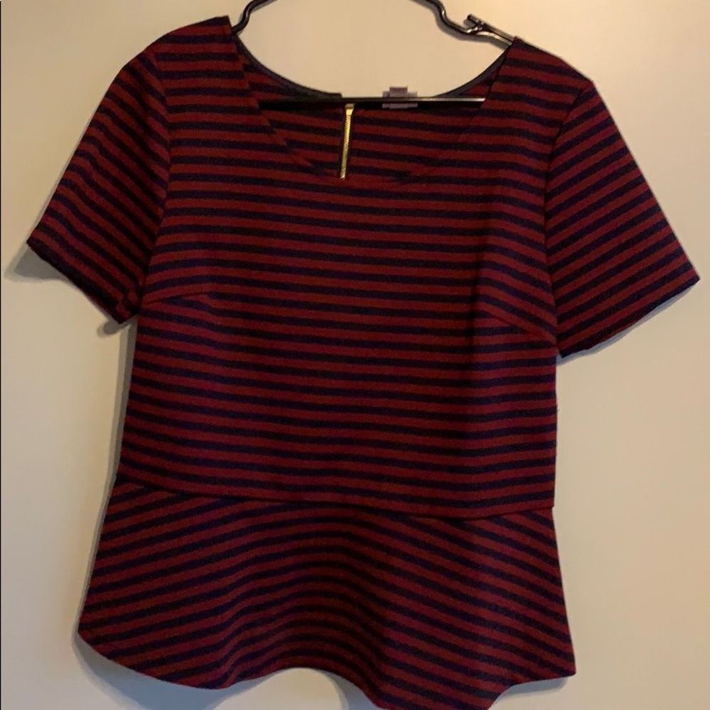 Blue and Maroon Peplum Top